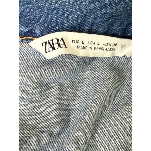 Zara Sleeveless Collard Button Denim Short Jean Shorts Romper L Dark Wash Blue - Picture 8 of 15